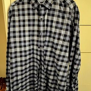 Johnston & Murphy Men's Black and Blue Checkered Shirt